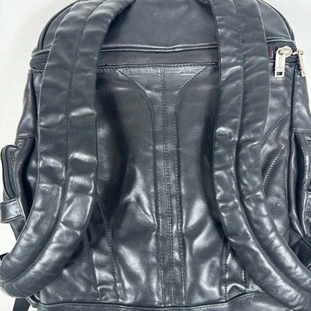 Tumi Black Napa Leather Deluxe Luxury Backpack  Model 9640D3 Laptop Work Travel